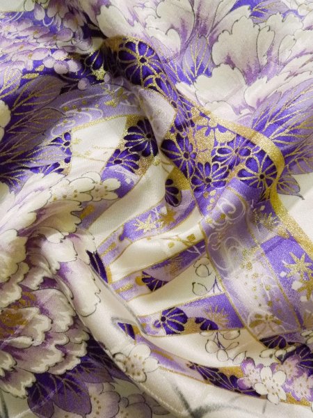 Photo24: CO0305E FURISODE long-sleeved (Grade B) and FUKURO OBI sash (Grade A) (24)