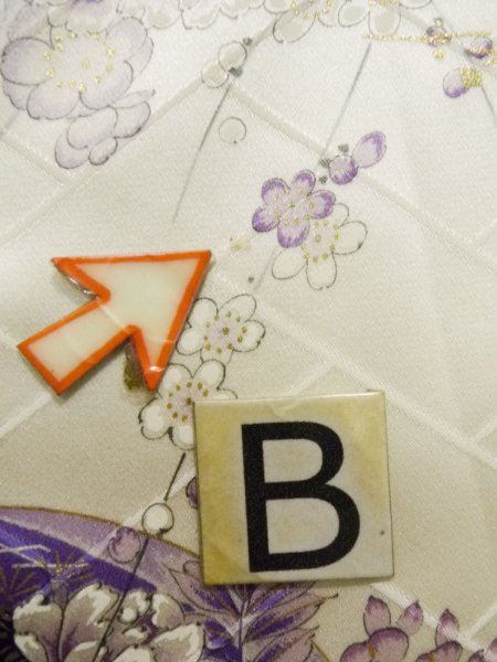 Photo27: CO0305E FURISODE long-sleeved (Grade B) and FUKURO OBI sash (Grade A) (27)