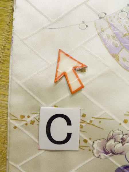 Photo28: CO0305E FURISODE long-sleeved (Grade B) and FUKURO OBI sash (Grade A) (28)