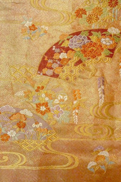 Photo29: CO0305E FURISODE long-sleeved (Grade B) and FUKURO OBI sash (Grade A) (29)