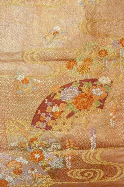 Photo30: CO0305E FURISODE long-sleeved (Grade B) and FUKURO OBI sash (Grade A) (30)