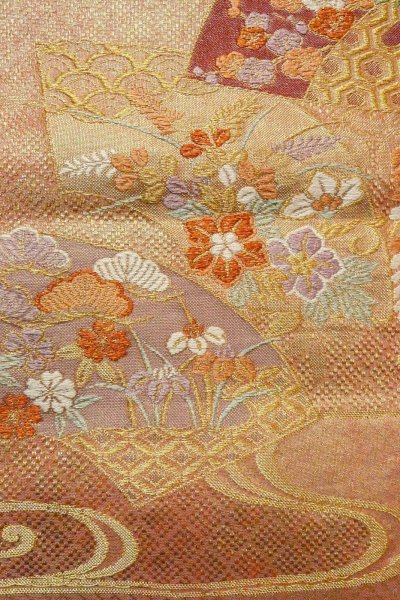 Photo32: CO0305E FURISODE long-sleeved (Grade B) and FUKURO OBI sash (Grade A) (32)