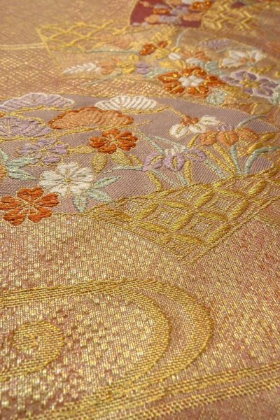 Photo34: CO0305E FURISODE long-sleeved (Grade B) and FUKURO OBI sash (Grade A) (34)