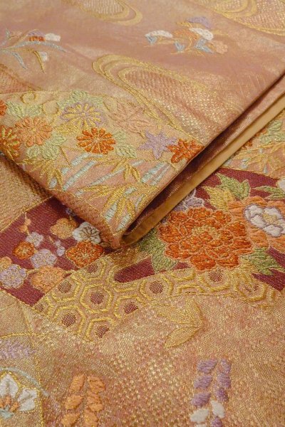 Photo35: CO0305E FURISODE long-sleeved (Grade B) and FUKURO OBI sash (Grade A) (35)