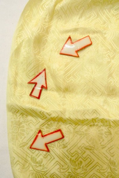 Photo38: CO0305E FURISODE long-sleeved (Grade B) and FUKURO OBI sash (Grade A) (38)