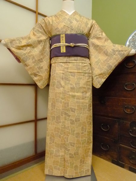 Photo2: CO0319A KOMON dyed (Grade B) and FUKURO NAGOYA Obi (Grade B) (2)