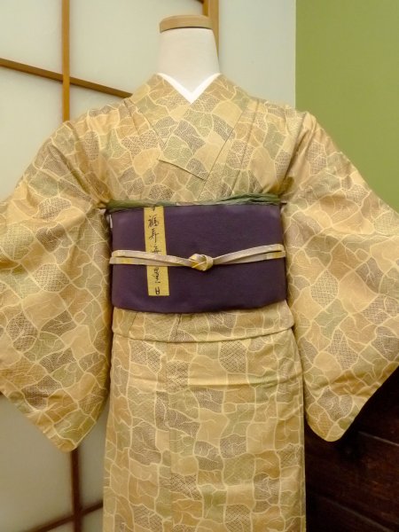 Photo3: CO0319A KOMON dyed (Grade B) and FUKURO NAGOYA Obi (Grade B) (3)