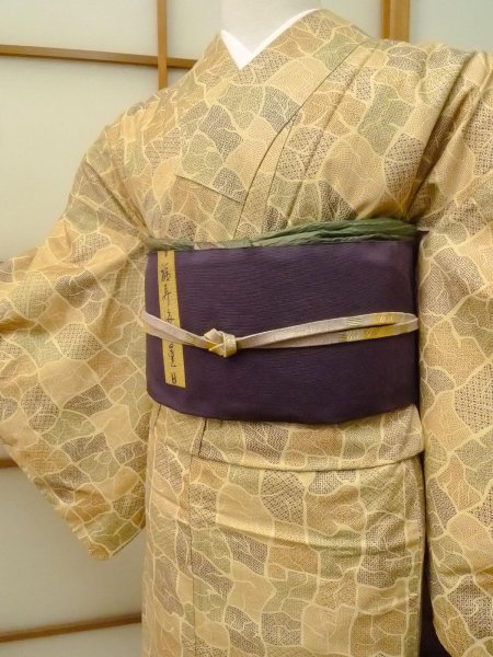 Photo4: CO0319A KOMON dyed (Grade B) and FUKURO NAGOYA Obi (Grade B) (4)