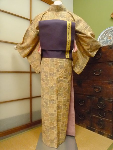 Photo5: CO0319A KOMON dyed (Grade B) and FUKURO NAGOYA Obi (Grade B) (5)