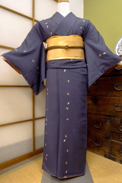 Photo1: CO0319B KOMON dyed (Grade B) and FUKURO OBI sash (Grade B) (1)