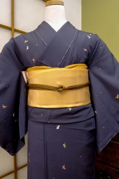 Photo2: CO0319B KOMON dyed (Grade B) and FUKURO OBI sash (Grade B) (2)