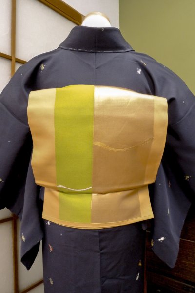 Photo4: CO0319B KOMON dyed (Grade B) and FUKURO OBI sash (Grade B) (4)
