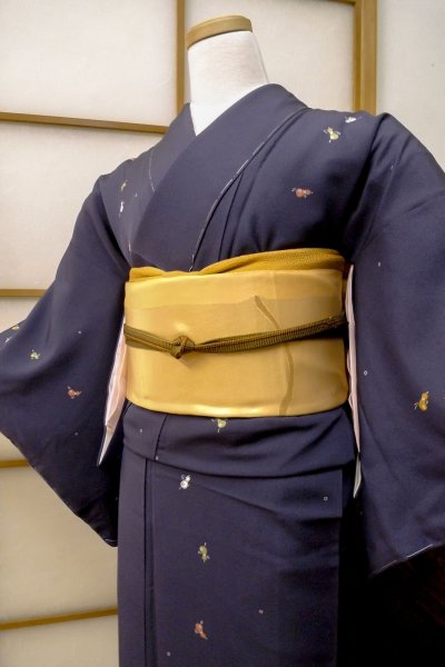Photo5: CO0319B KOMON dyed (Grade B) and FUKURO OBI sash (Grade B) (5)