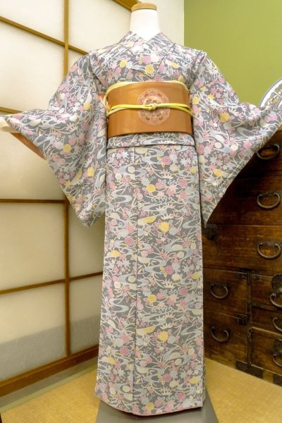 Photo1: CO0319C KOMON dyed (Grade B) and NAGOYA OBI sash (Grade B) (1)