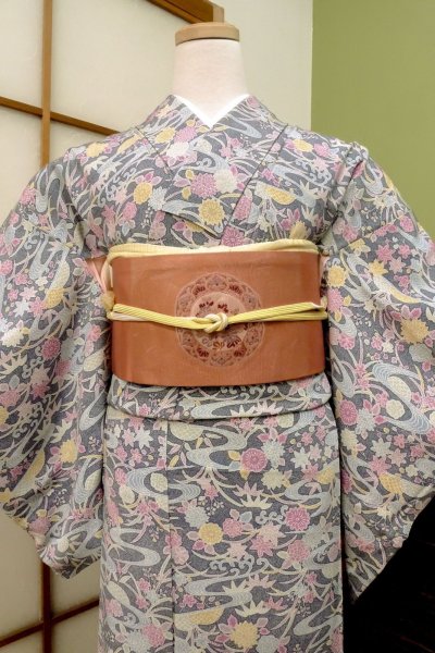 Photo2: CO0319C KOMON dyed (Grade B) and NAGOYA OBI sash (Grade B) (2)