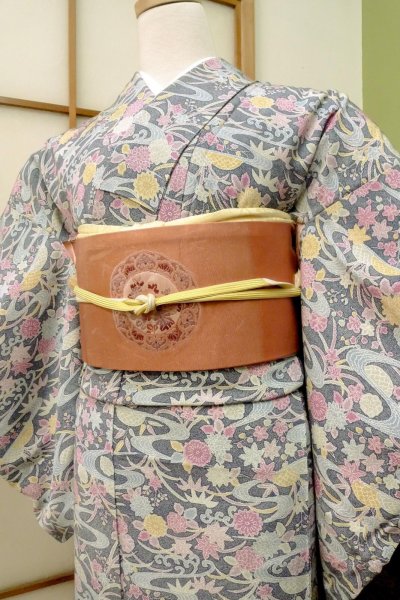 Photo3: CO0319C KOMON dyed (Grade B) and NAGOYA OBI sash (Grade B) (3)