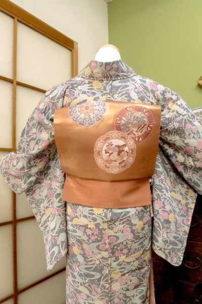 Photo5: CO0319C KOMON dyed (Grade B) and NAGOYA OBI sash (Grade B) (5)