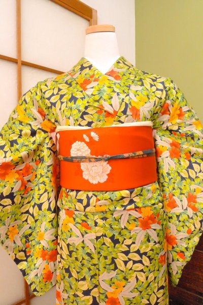 Photo2: CO0319D KOMON dyed (Grade A) and FUKURO NAGOYA Obi (Grade A) (2)