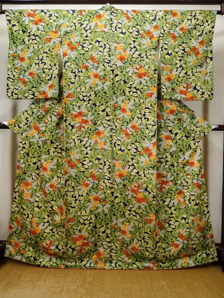 Photo6: CO0319D KOMON dyed (Grade A) and FUKURO NAGOYA Obi (Grade A) (6)