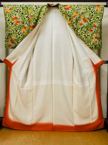 Photo7: CO0319D KOMON dyed (Grade A) and FUKURO NAGOYA Obi (Grade A) (7)