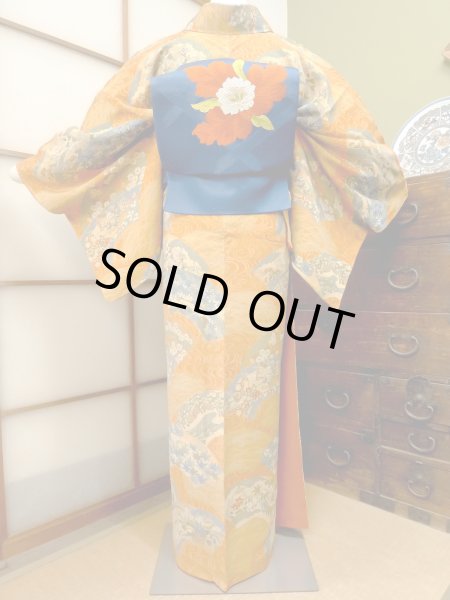 Photo4: CO0319E KOMON dyed (Grade B) and NAGOYA OBI sash (Grade A) (4)