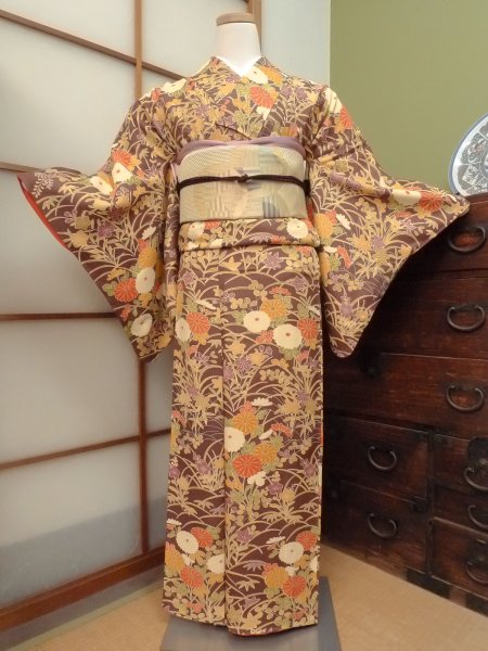 Photo1: CO0319F KOMON dyed (Grade B) and NAGOYA OBI sash (Grade C) (1)
