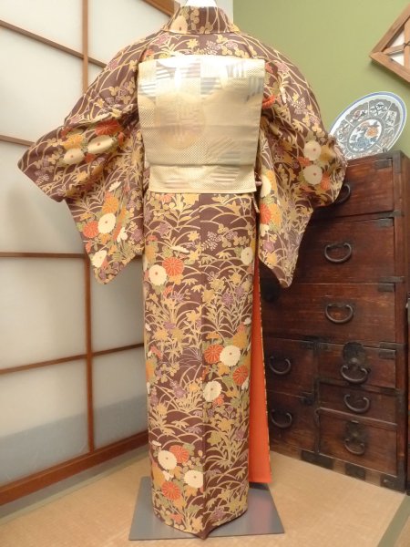 Photo5: CO0319F KOMON dyed (Grade B) and NAGOYA OBI sash (Grade C) (5)