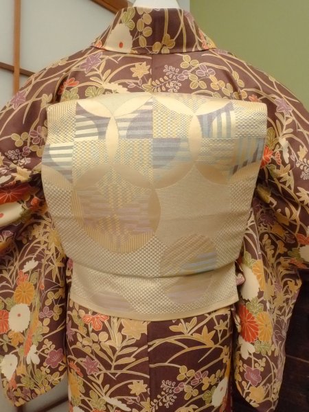 Photo6: CO0319F KOMON dyed (Grade B) and NAGOYA OBI sash (Grade C) (6)