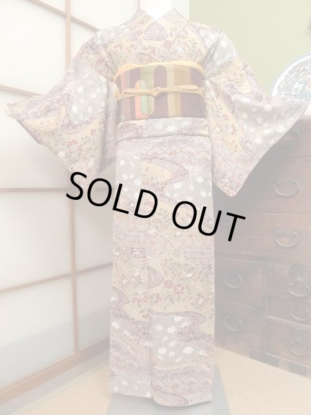 Photo1: CO0319G KOMON dyed (Grade A) and NAGOYA OBI sash (Grade B) (1)