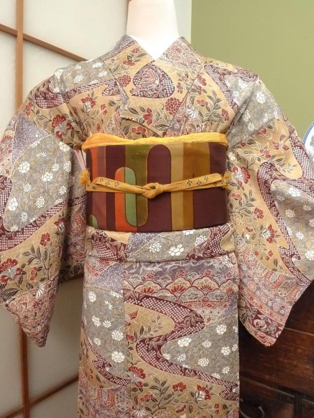 Photo2: CO0319G KOMON dyed (Grade A) and NAGOYA OBI sash (Grade B) (2)