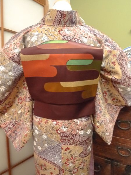 Photo5: CO0319G KOMON dyed (Grade A) and NAGOYA OBI sash (Grade B) (5)