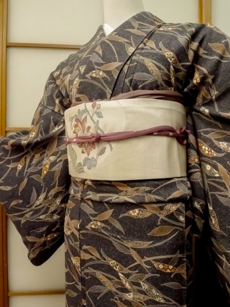 Photo3: CO0319H KOMON dyed (Grade A) and NAGOYA OBI sash (Grade C) (3)