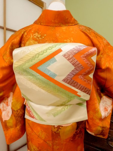 Photo5: CO0319J KOMON dyed (Grade A) and NAGOYA OBI sash (Grade B) (5)