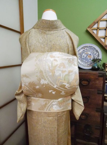 Photo7: CL0601B KOMON dyed (Grade A) and FUKURO OBI sash (Grade B) (7)