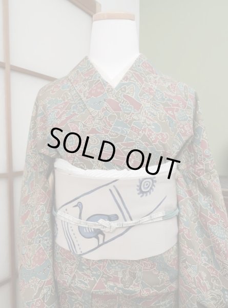 Photo4: CL0601C KOMON dyed (Grade B) and NAGOYA OBI sash (Grade C) (4)