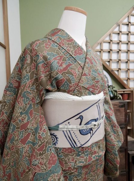 Photo6: CL0601C KOMON dyed (Grade B) and NAGOYA OBI sash (Grade C) (6)