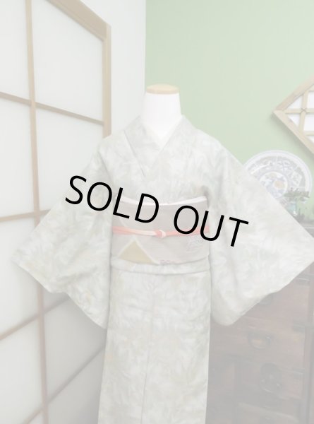 Photo4: CL0601E OSHIMA TSUMGI pongee (Grade A) and FUKURO OBI sash (Grade A) (4)