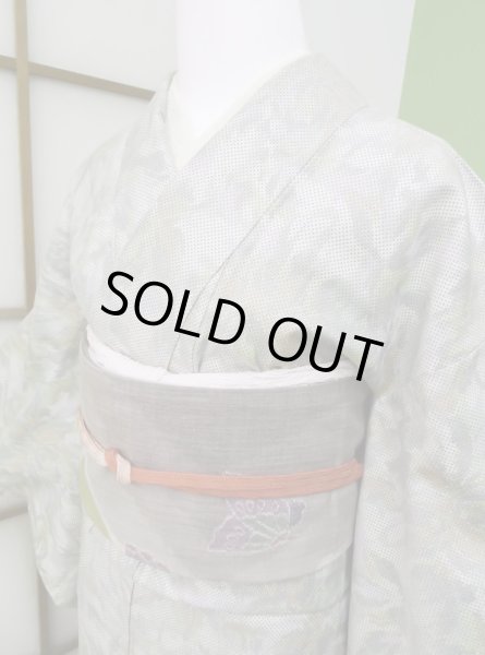 Photo5: CL0601E OSHIMA TSUMGI pongee (Grade A) and FUKURO OBI sash (Grade A) (5)