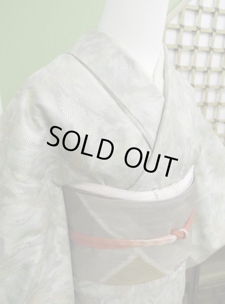 Photo6: CL0601E OSHIMA TSUMGI pongee (Grade A) and FUKURO OBI sash (Grade A) (6)