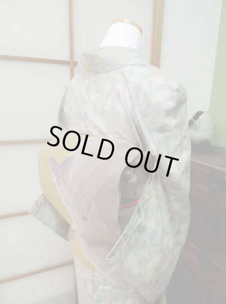 Photo8: CL0601E OSHIMA TSUMGI pongee (Grade A) and FUKURO OBI sash (Grade A) (8)