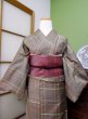 Photo4: CL0601I OSHIMA TSUMGI pongee (Grade A) and NAGOYA OBI sash (Grade B) (4)