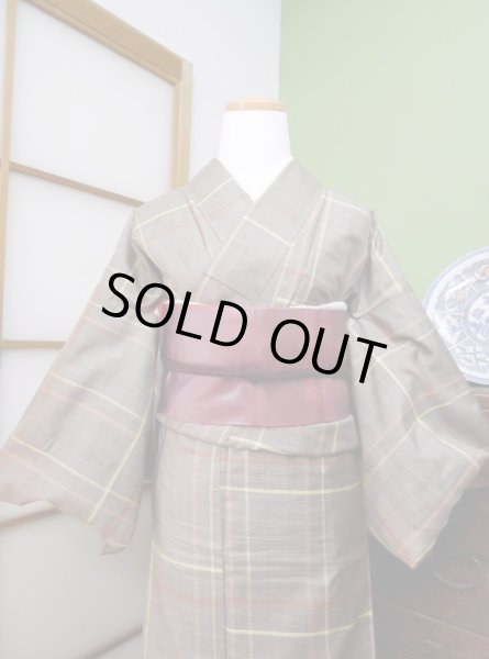 Photo4: CL0601I OSHIMA TSUMGI pongee (Grade A) and NAGOYA OBI sash (Grade B) (4)