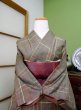 Photo5: CL0601I OSHIMA TSUMGI pongee (Grade A) and NAGOYA OBI sash (Grade B) (5)