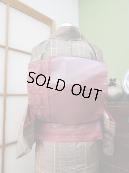 Photo6: CL0601I OSHIMA TSUMGI pongee (Grade A) and NAGOYA OBI sash (Grade B) (6)