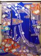 Photo2: Mint F0210A Vintage Japanese Kimono  Bright Navy Blue KAKESHITA under Uchikake Chrysanthemum Silk.  (Grade A) (2)