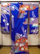 Photo4: Mint F0210A Vintage Japanese Kimono  Bright Navy Blue KAKESHITA under Uchikake Chrysanthemum Silk.  (Grade A) (4)