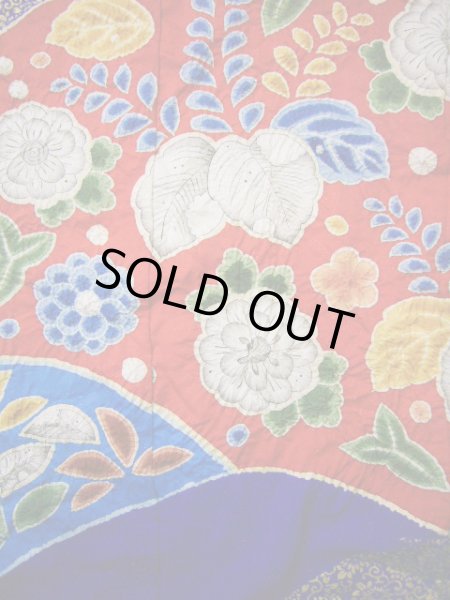 Photo6: Mint F0210A Vintage Japanese Kimono  Bright Navy Blue KAKESHITA under Uchikake Chrysanthemum Silk.  (Grade A) (6)