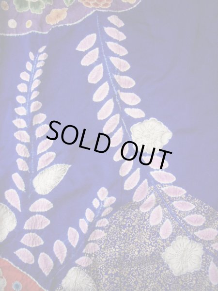 Photo7: Mint F0210A Vintage Japanese Kimono  Bright Navy Blue KAKESHITA under Uchikake Chrysanthemum Silk.  (Grade A) (7)