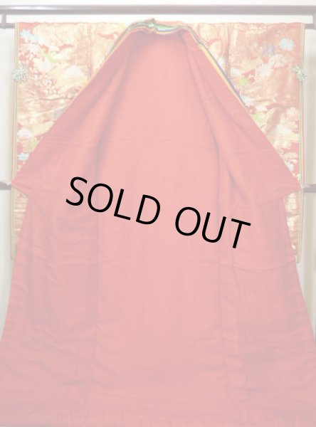 Photo4: F0210N Vintage Japanese Kimono   Red UCHIKAKE Wedding Flower Silk. (Grade B) (4)