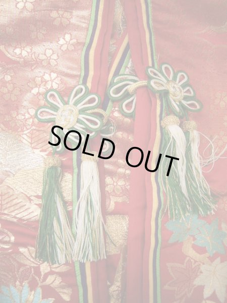 Photo6: F0210N Vintage Japanese Kimono   Red UCHIKAKE Wedding Flower Silk. (Grade B) (6)